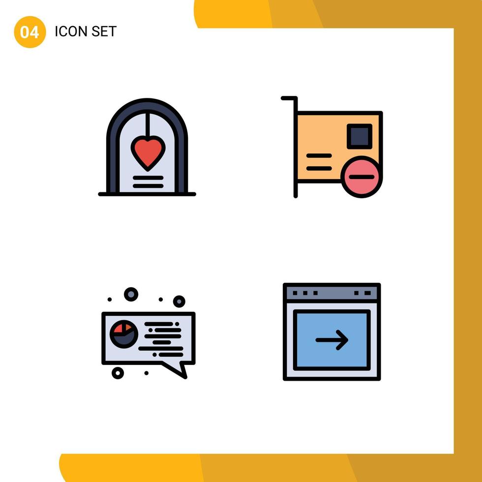 Mobile Interface Filledline Flat Color Set of 4 Pictograms of arch pci marriage computers digital Editable Vector Design Elements
