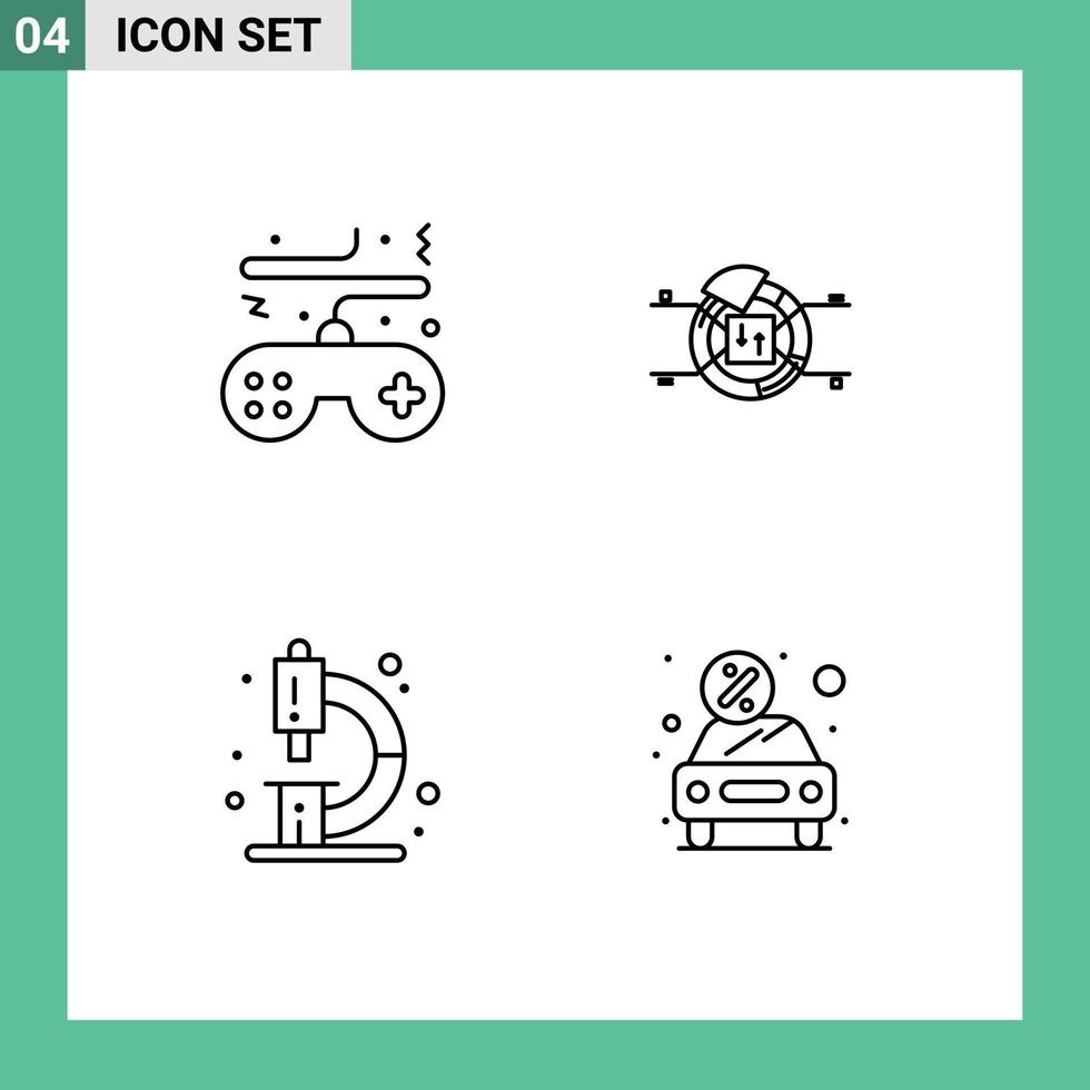 Universal Icon Symbols Group of 4 Modern Filledline Flat Colors of game biology controller chart education Editable Vector Design Elements
