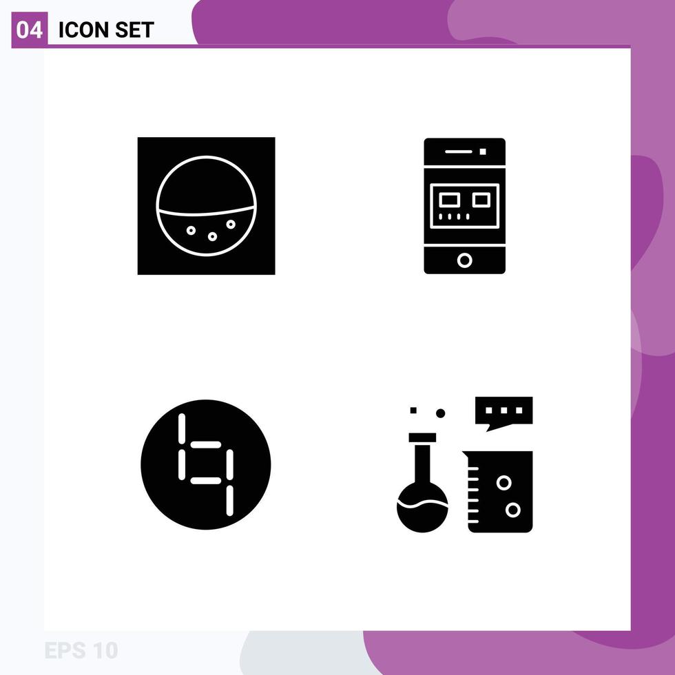 Group of 4 Solid Glyphs Signs and Symbols for machine crypto card store chemical equipment Editable Vector Design Elements