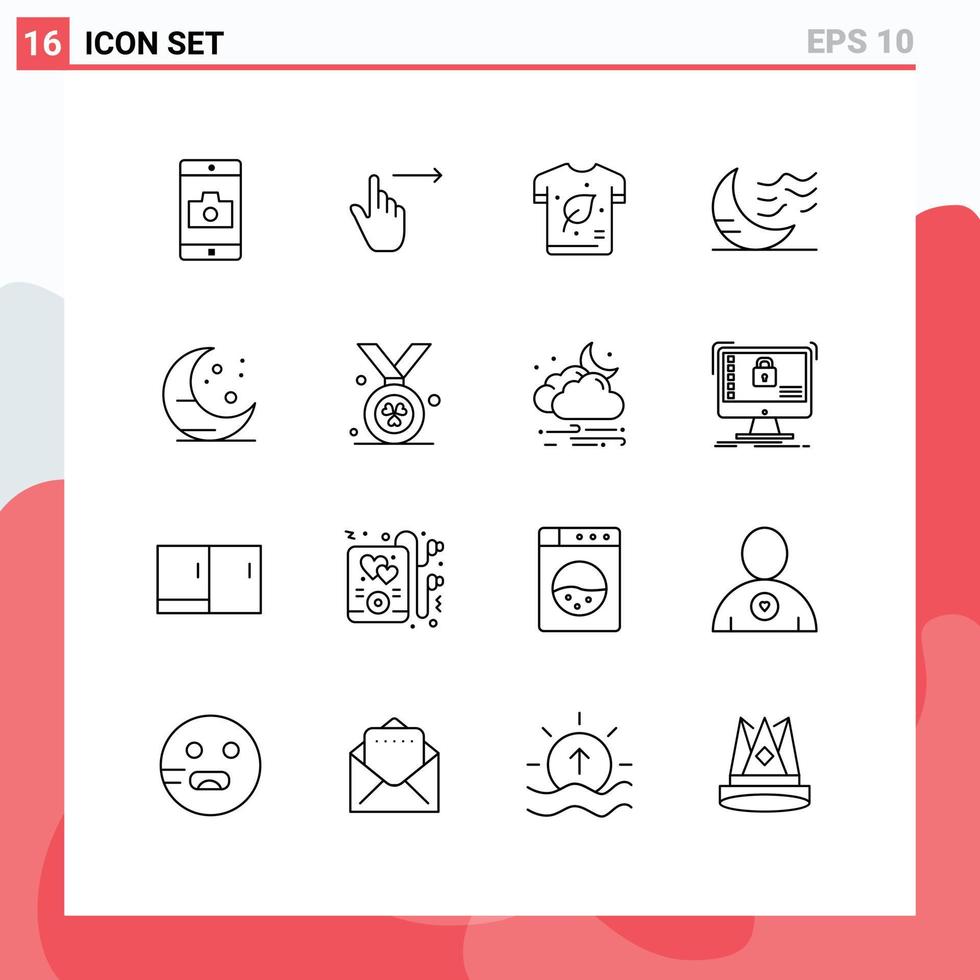 16 Creative Icons Modern Signs and Symbols of sleep moon swipe climate energy Editable Vector Design Elements