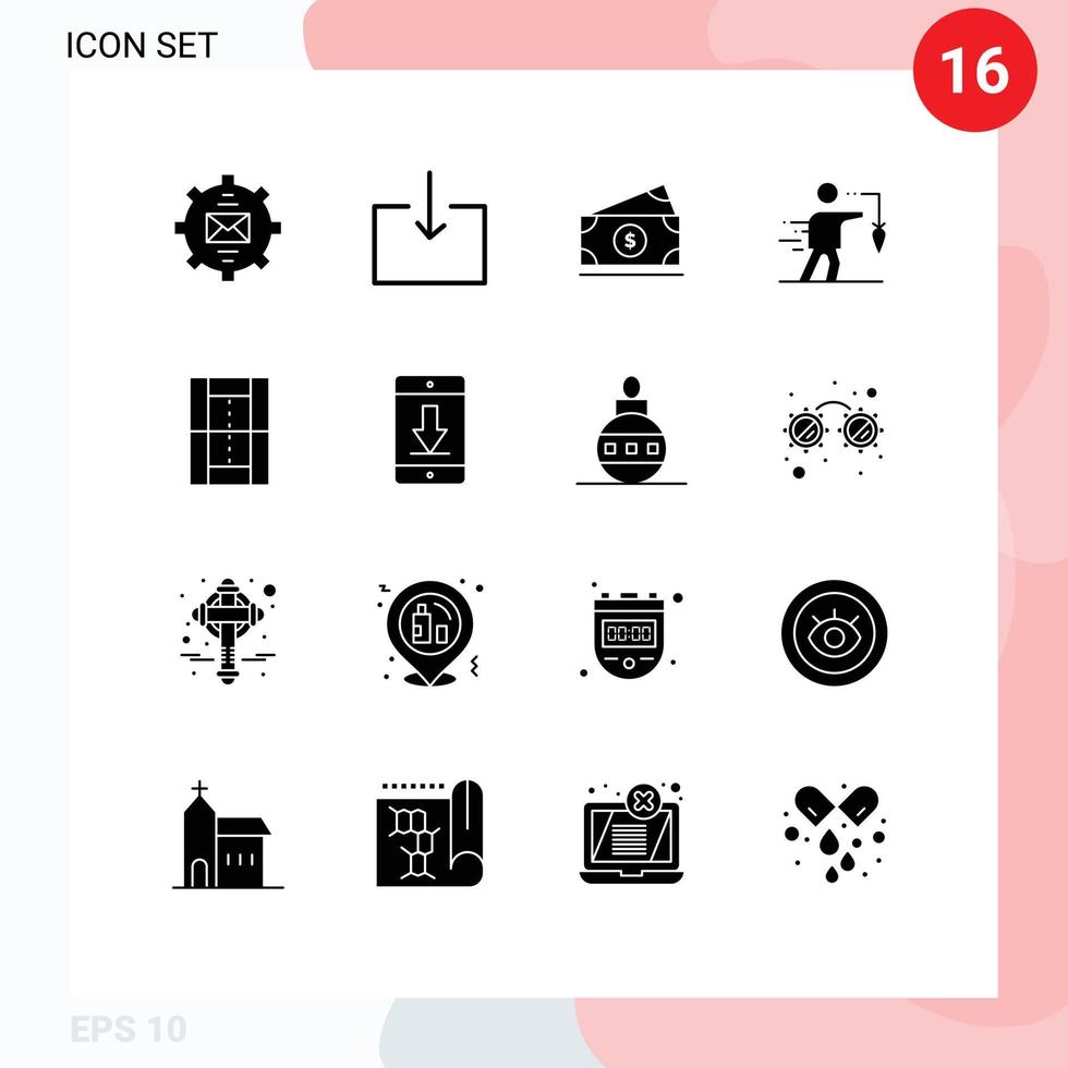 16 User Interface Solid Glyph Pack of modern Signs and Symbols of activities false dollar extrinsic aspiration Editable Vector Design Elements