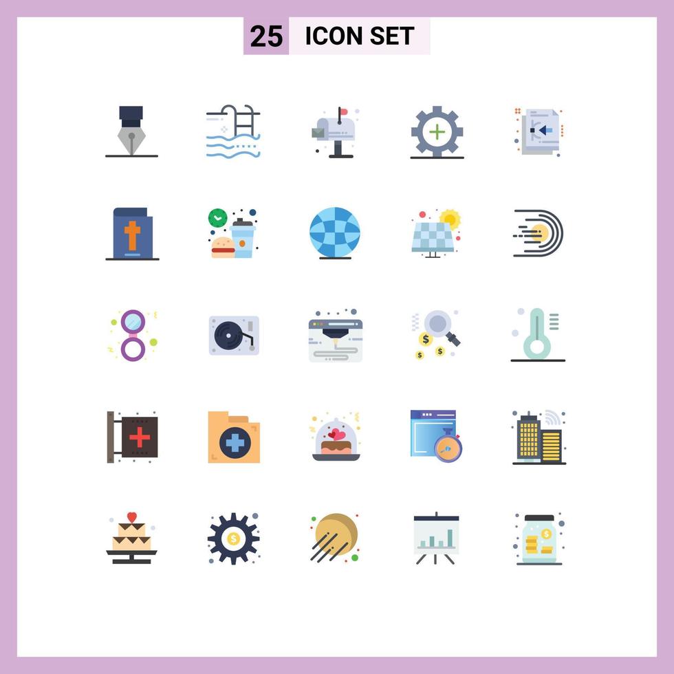 25 Thematic Vector Flat Colors and Editable Symbols of medical health water equipment mailbox Editable Vector Design Elements