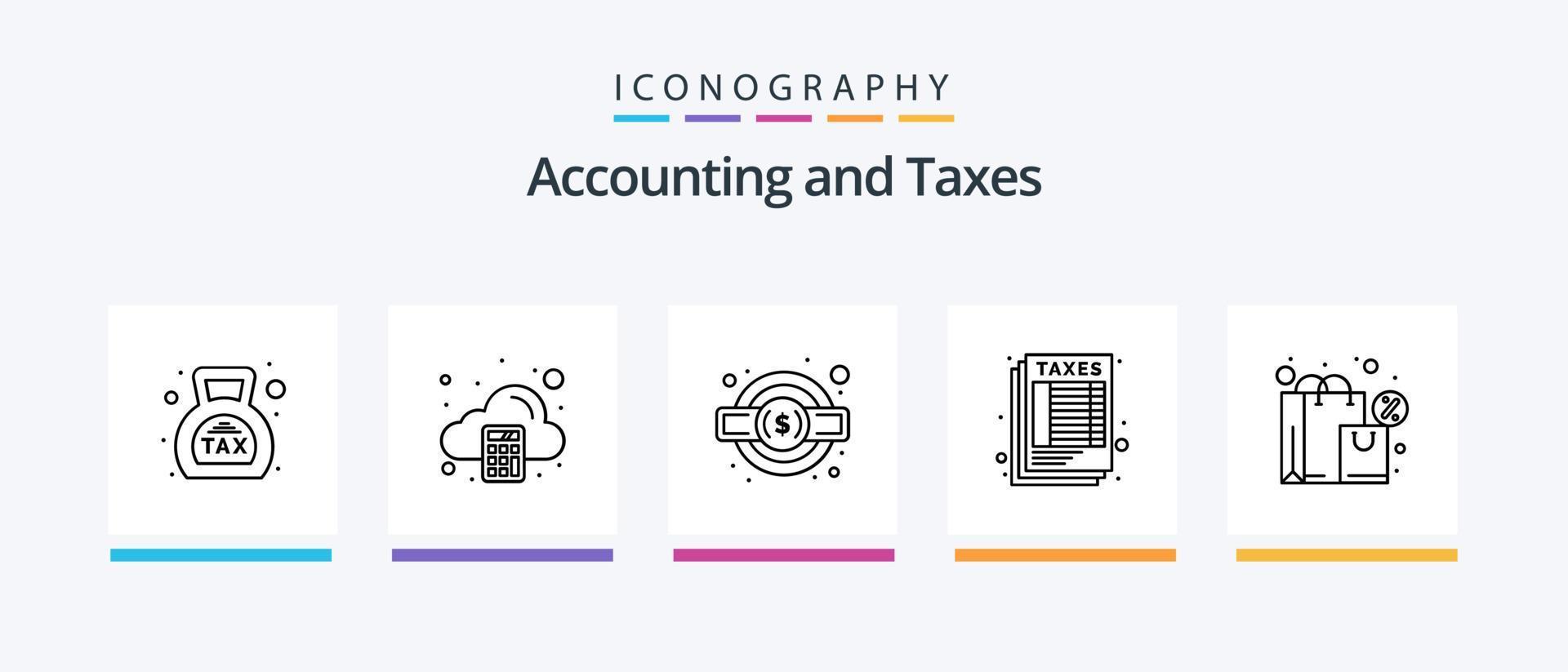 Taxes Line 5 Icon Pack Including gains. analytics. service legal. payment. internet banking. Creative Icons Design vector