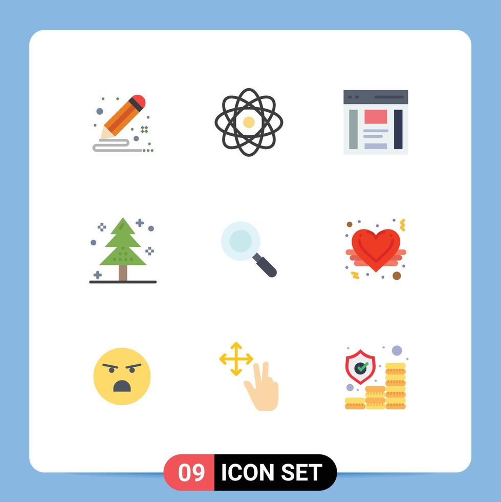 9 Universal Flat Color Signs Symbols of tree event communication christmas sidebar Editable Vector Design Elements