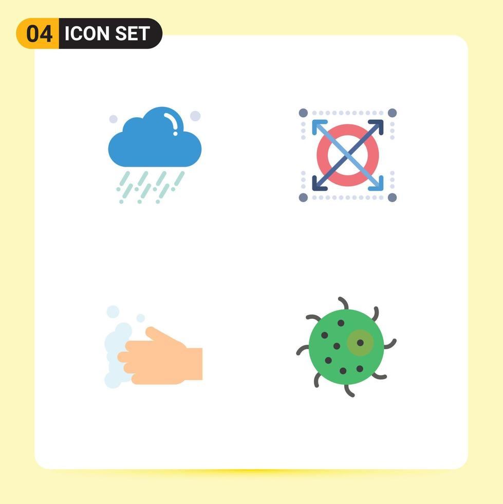 4 Flat Icon concept for Websites Mobile and Apps cloud hand wind seo wash Editable Vector Design Elements