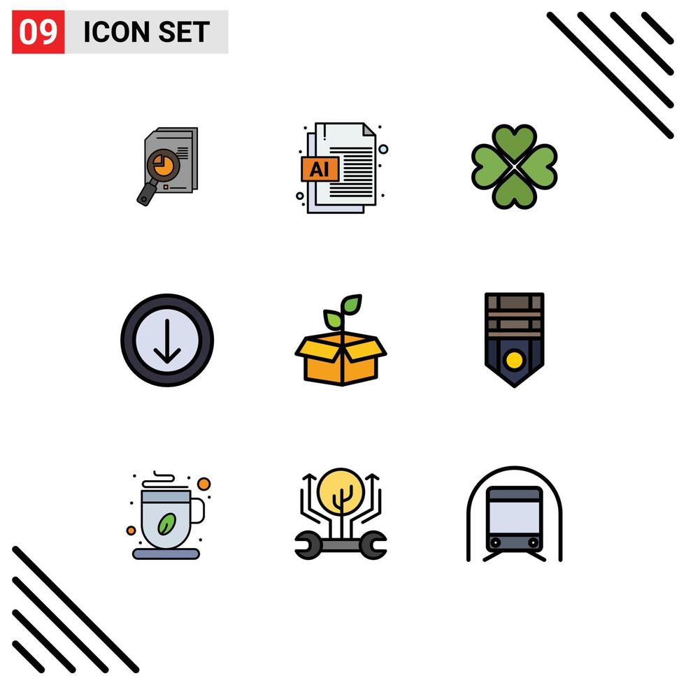 9 Universal Filledline Flat Colors Set for Web and Mobile Applications download arrow document gift like Editable Vector Design Elements