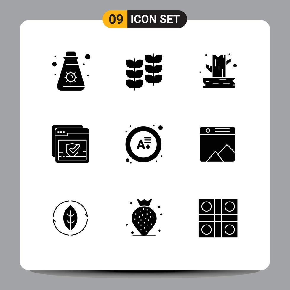 Stock Vector Icon Pack of 9 Line Signs and Symbols for grade web branch ok check Editable Vector Design Elements