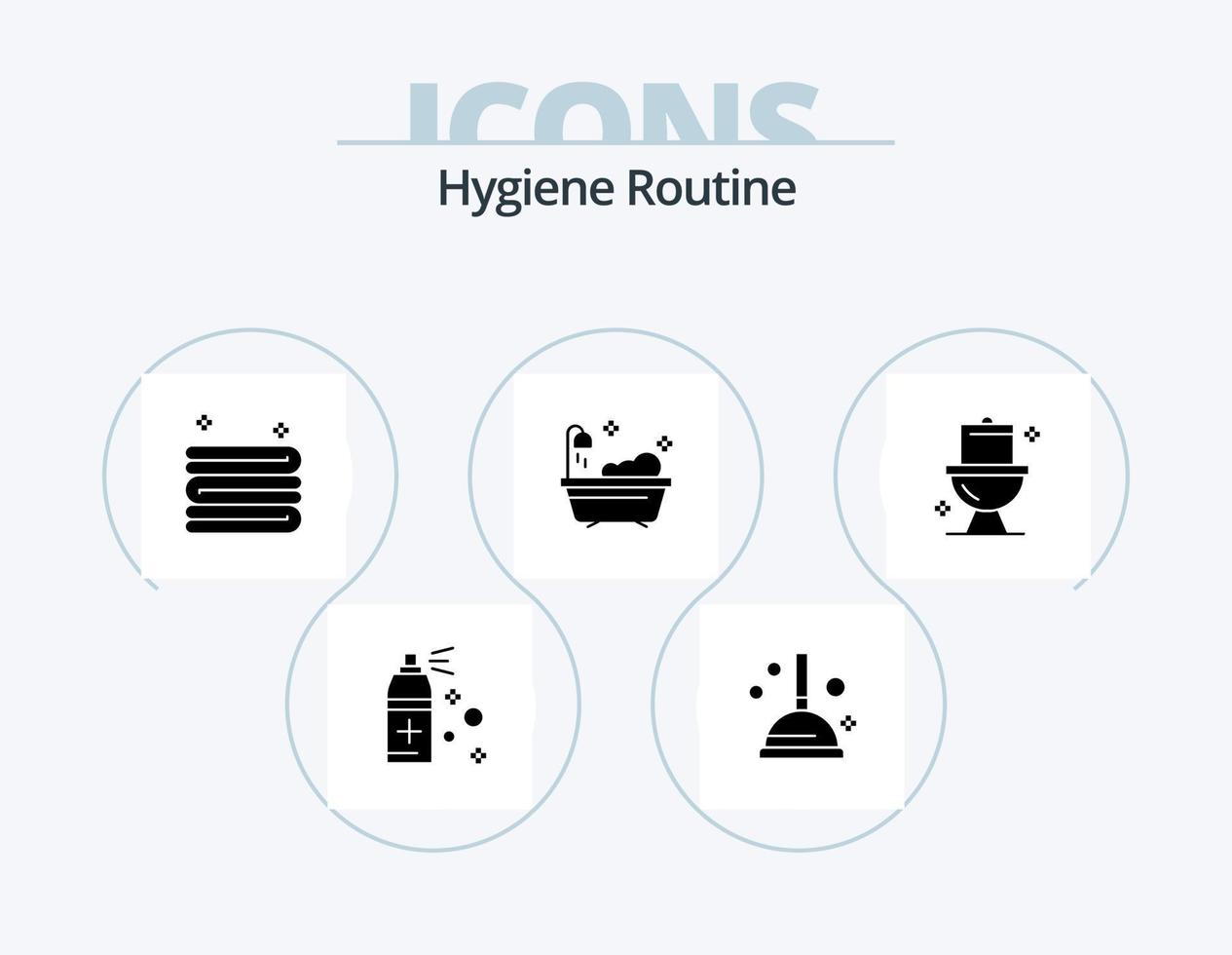 Hygiene Routine Glyph Icon Pack 5 Icon Design. . washroom. towel. toilet. bathroom vector
