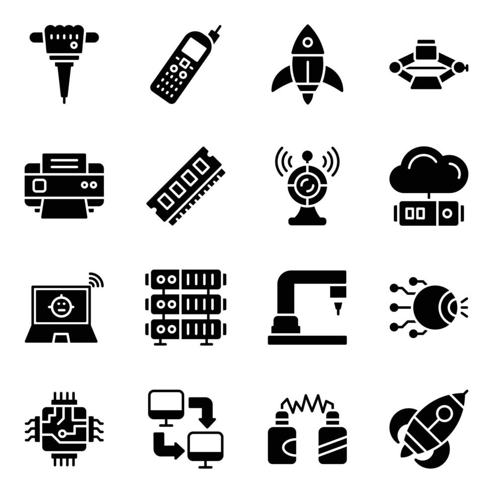 paquete de iconos de vector de robótica industrial