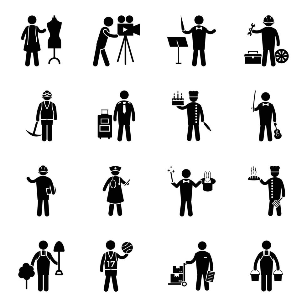 Set of Professional People Pictogram Icons vector