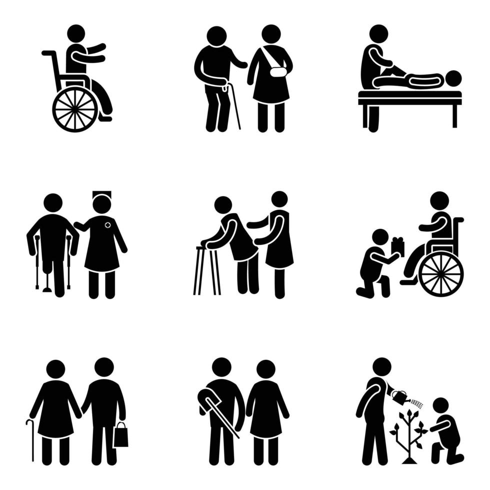 Pack of Helping People Pictogram Icons vector