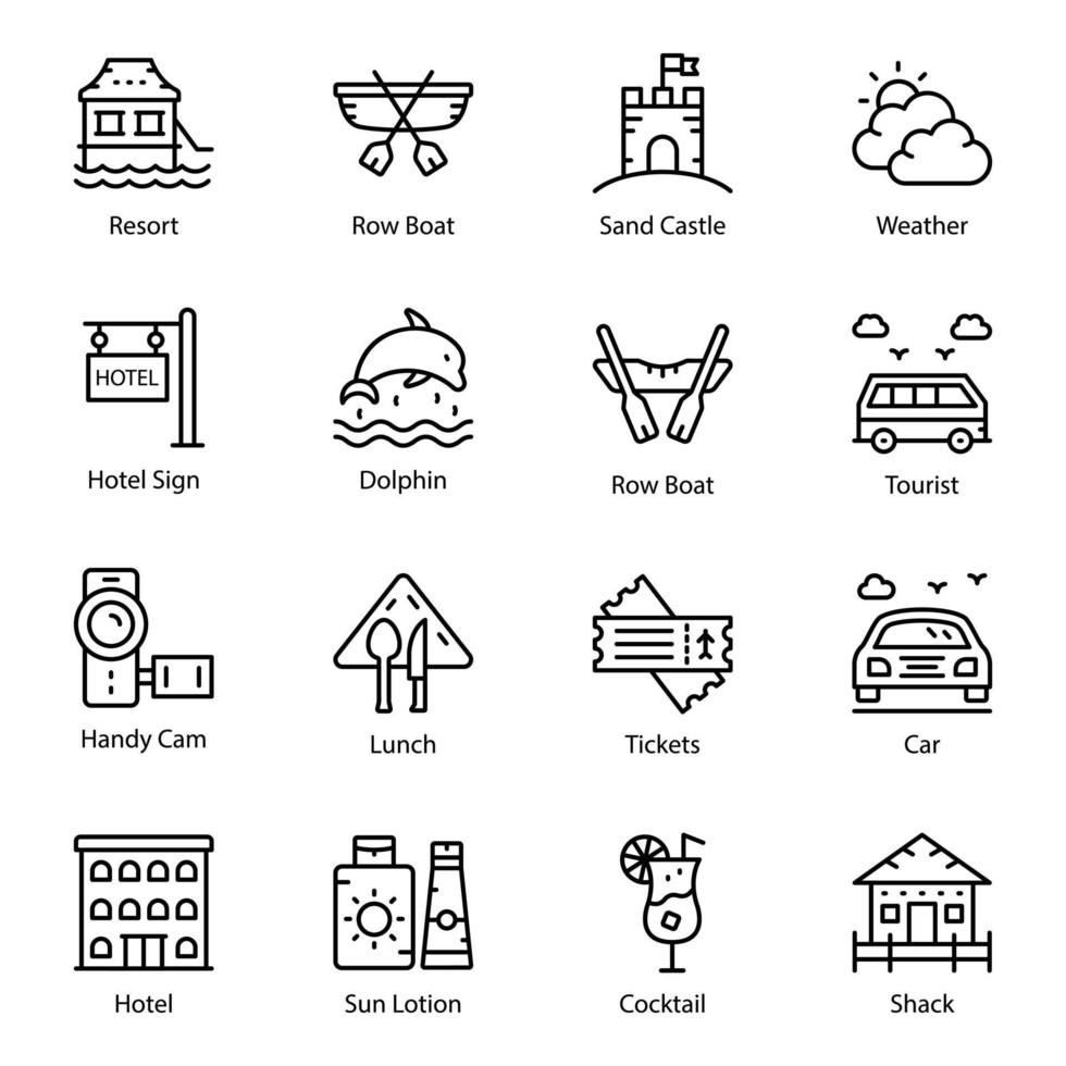 Pack of Travel and Camping Line Vector Icons