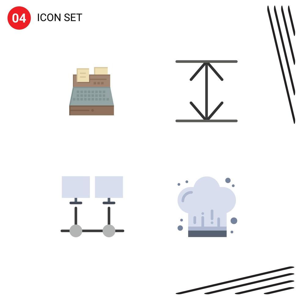 Modern Set of 4 Flat Icons Pictograph of fax network shopping connect cafe Editable Vector Design Elements