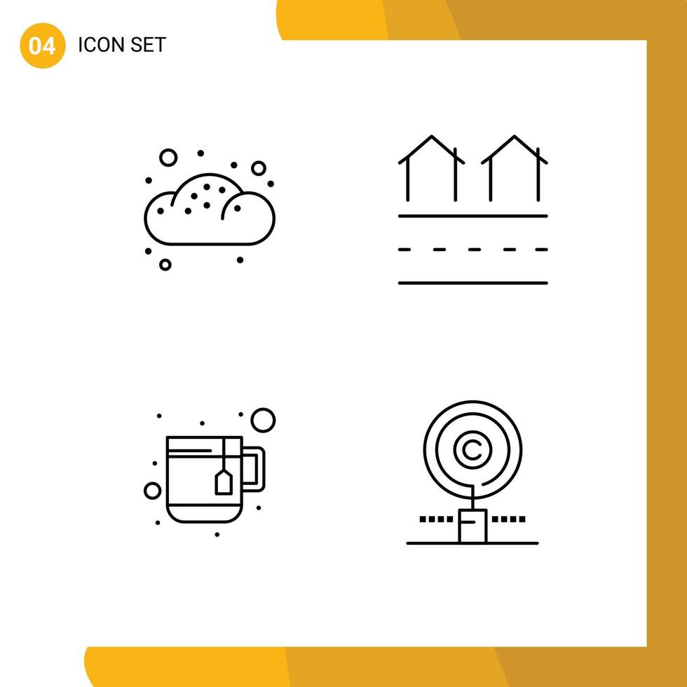 paquete de interfaz de usuario de 4 colores planos básicos de línea rellena de panadería taza pastelería té elementos de diseño vectorial editables vector