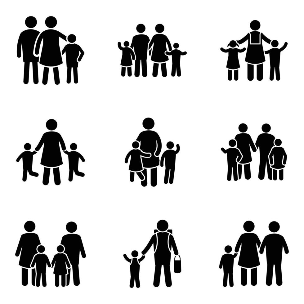 Pack of Siblings Glyph Vector Icons