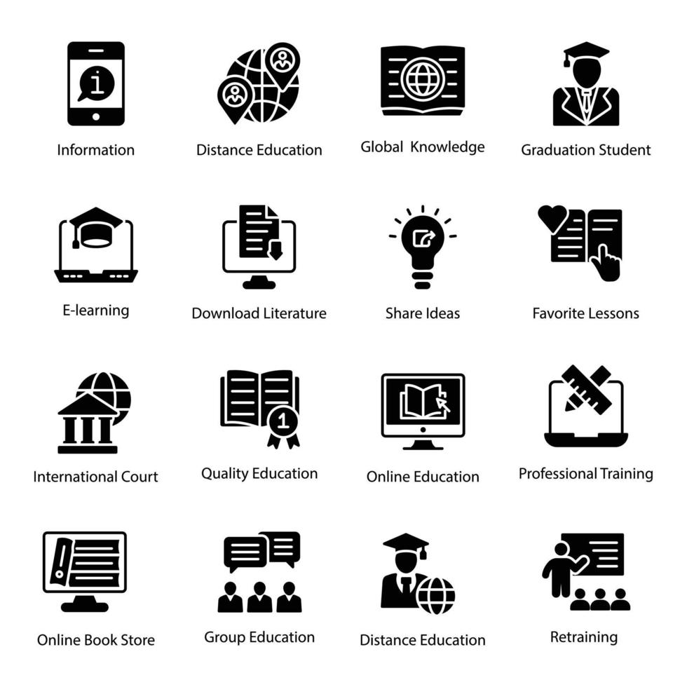 Pack of University Glyph Vector Icons