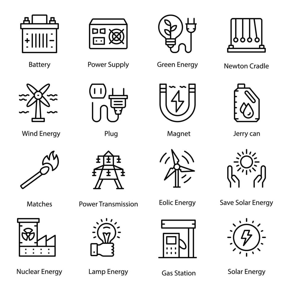 Pack of Power and Energy Icons vector