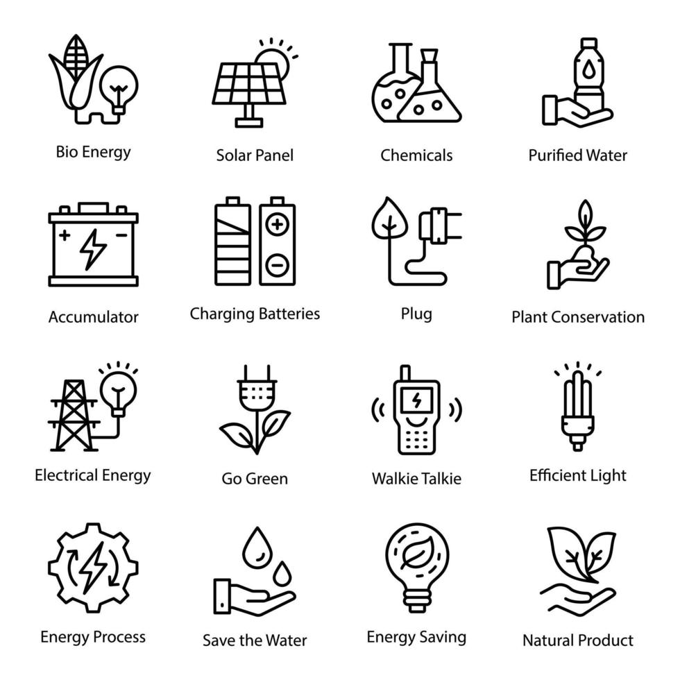 Pack of Renewable Energy Icons vector