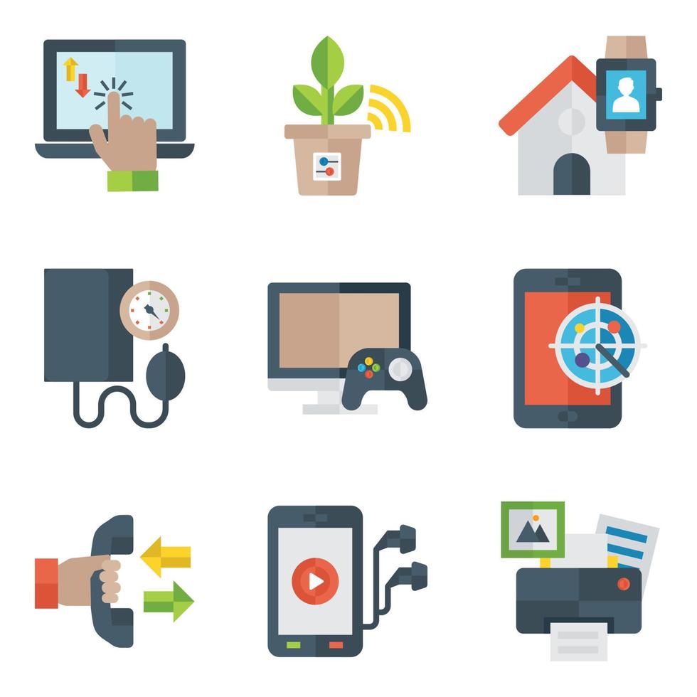 Pack of Gadgets Flat Icons vector