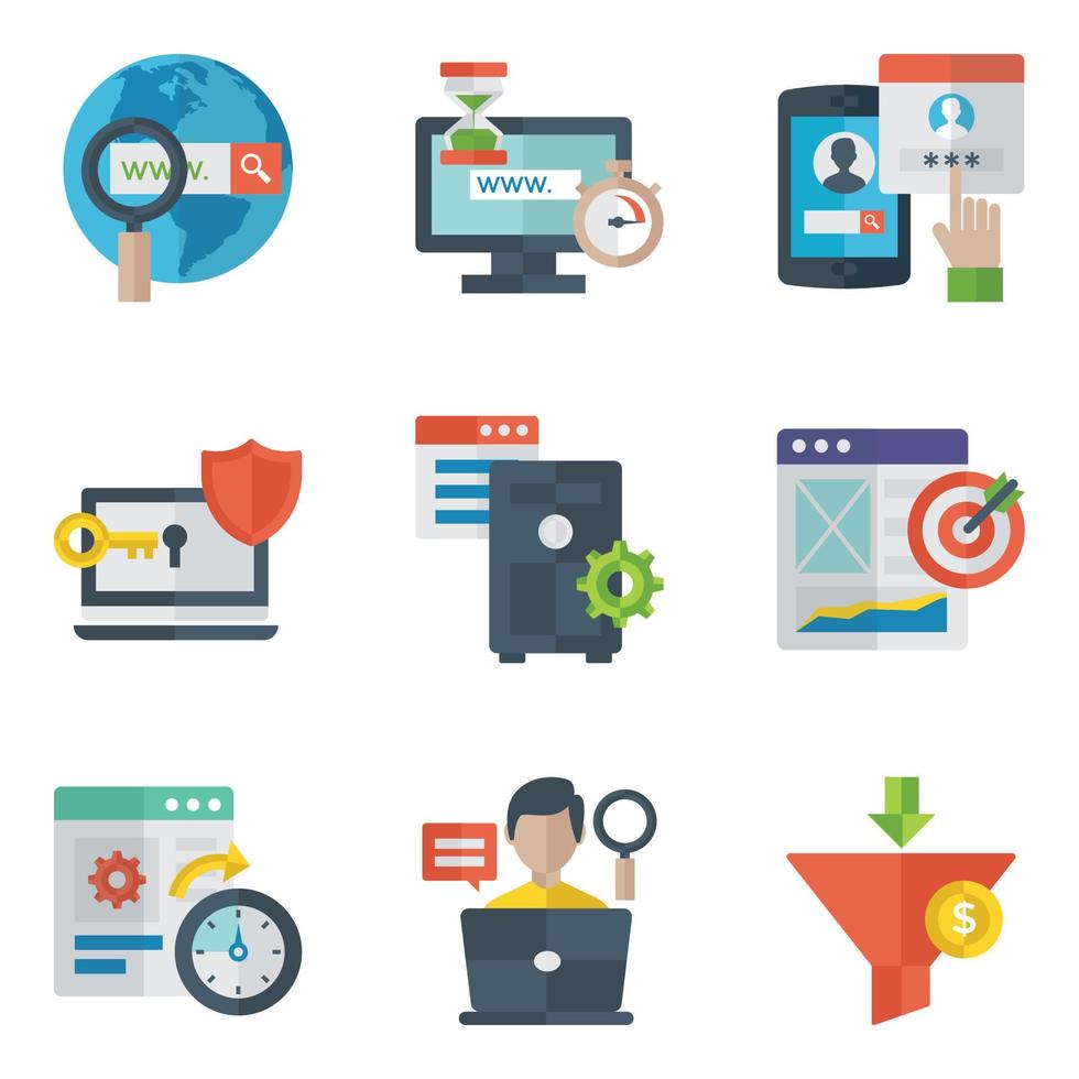 Flat Icons Set Of Search Engine vector