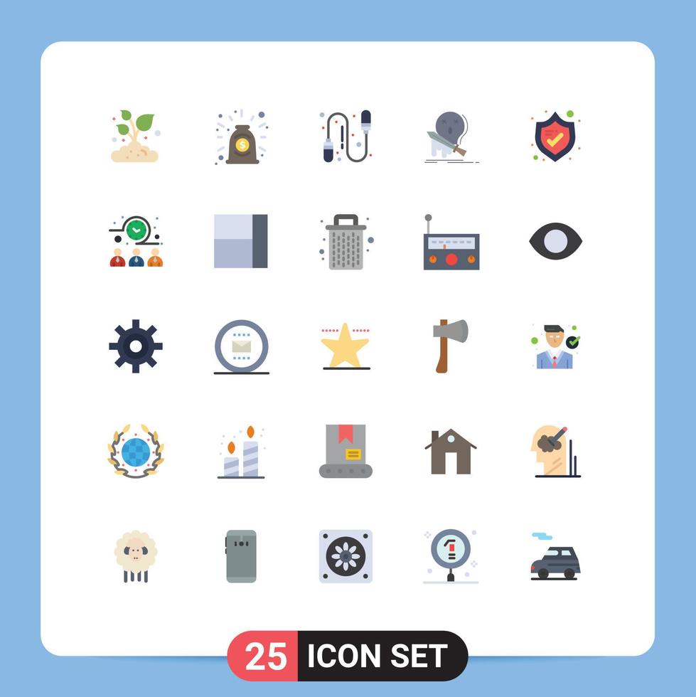 Universal Icon Symbols Group of 25 Modern Flat Colors of security sword exercise kill frag Editable Vector Design Elements