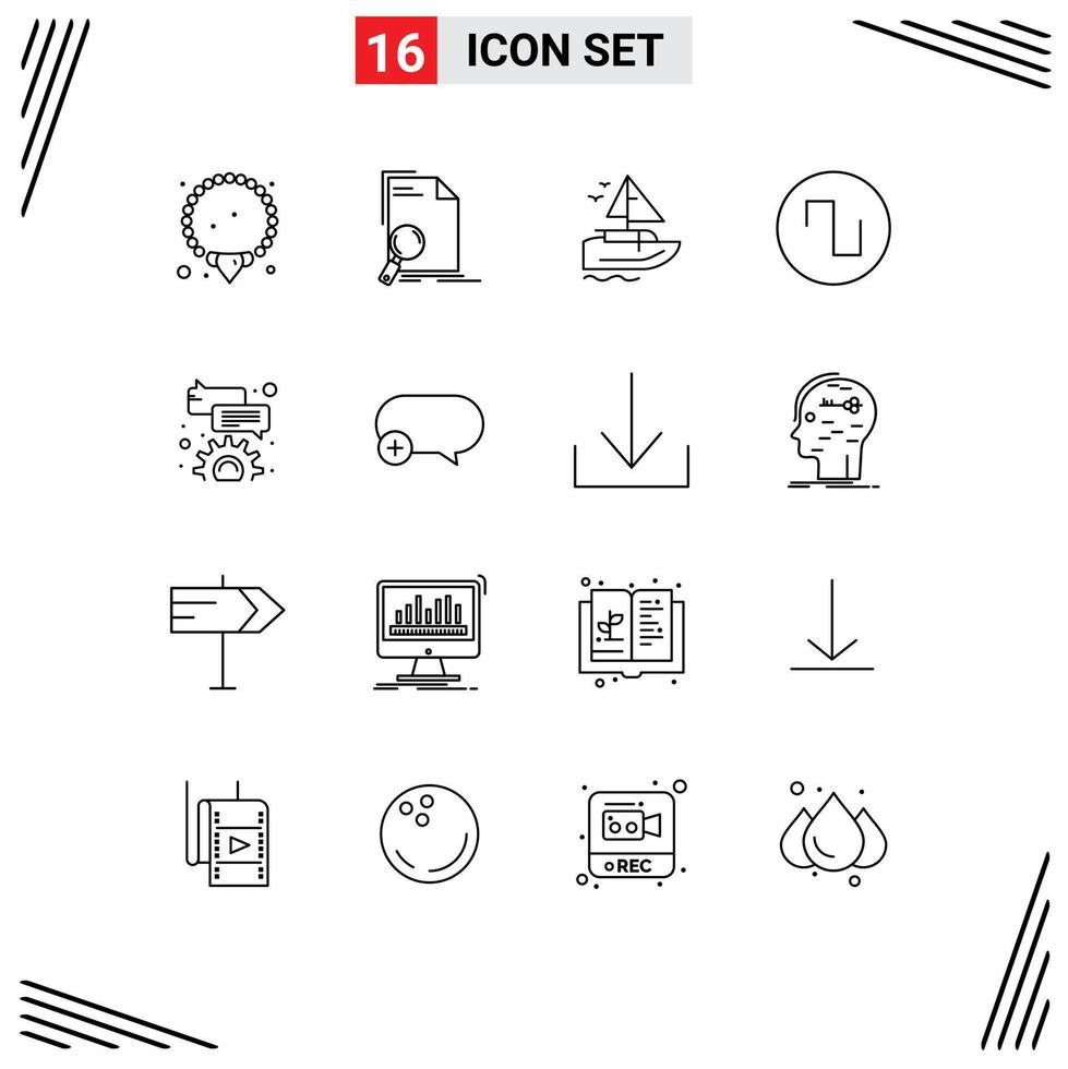 Universal Icon Symbols Group of 16 Modern Outlines of configure bubble boat wave sound Editable Vector Design Elements