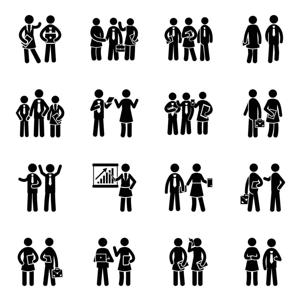 Pack of Office Team Icons vector