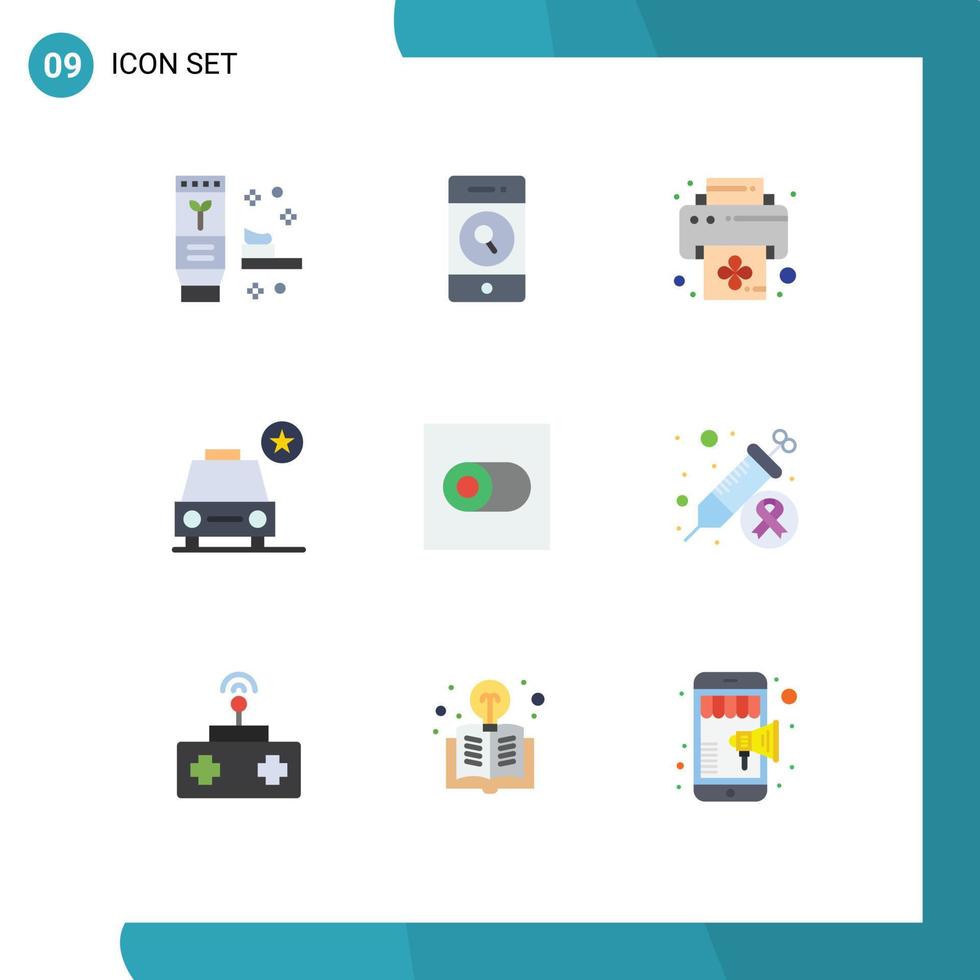 Set of 9 Modern UI Icons Symbols Signs for toggle control device vehicles important Editable Vector Design Elements