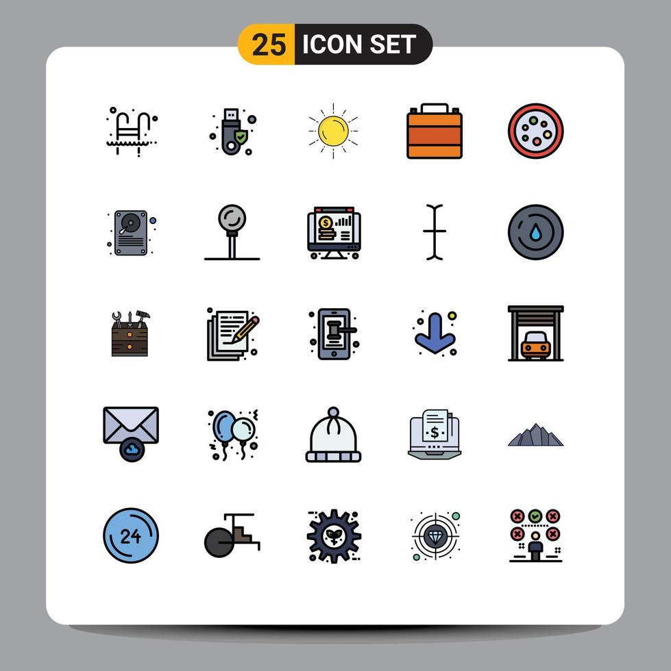 Universal Icon Symbols Group of 25 Modern Filled line Flat Colors of clothes shop case usb accessories astronomy Editable Vector Design Elements