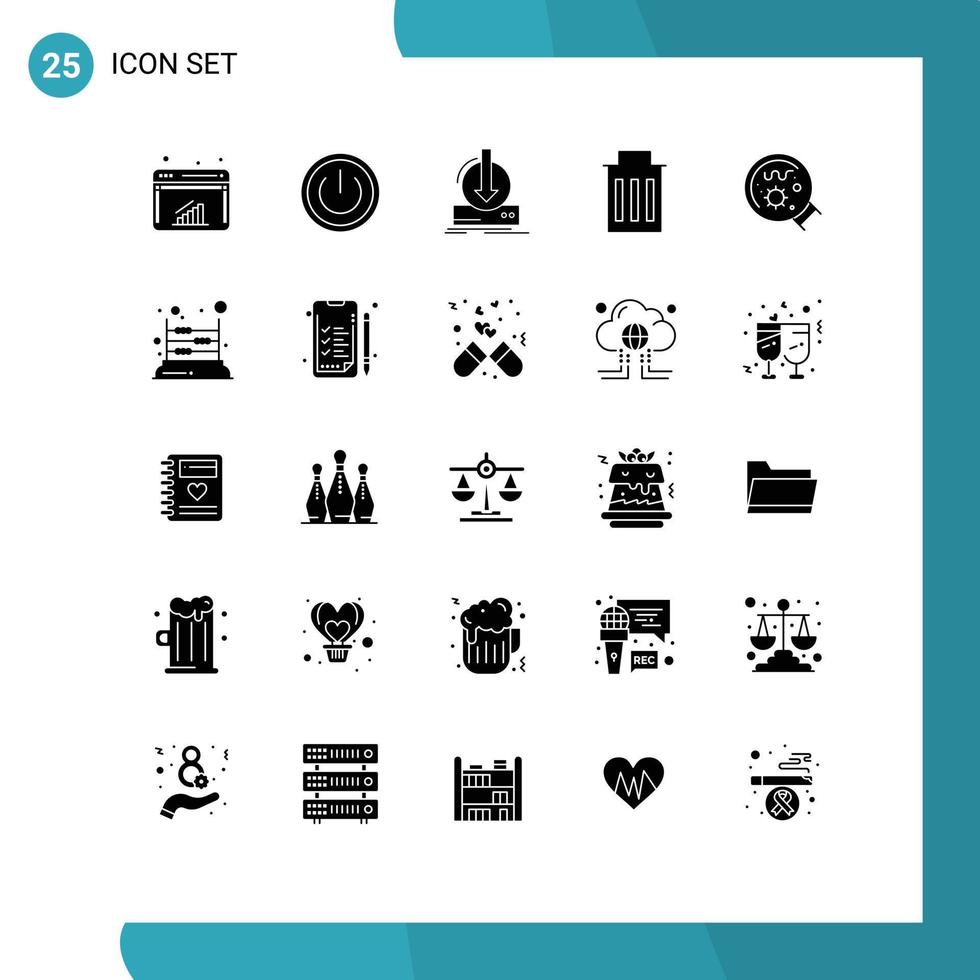 Group of 25 Solid Glyphs Signs and Symbols for user interface ui delete download Editable Vector Design Elements