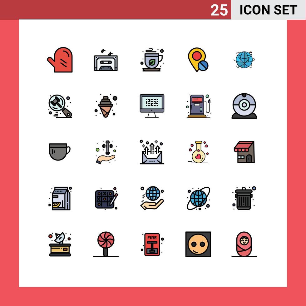 25 Creative Icons Modern Signs and Symbols of business medical green tea pin map Editable Vector Design Elements