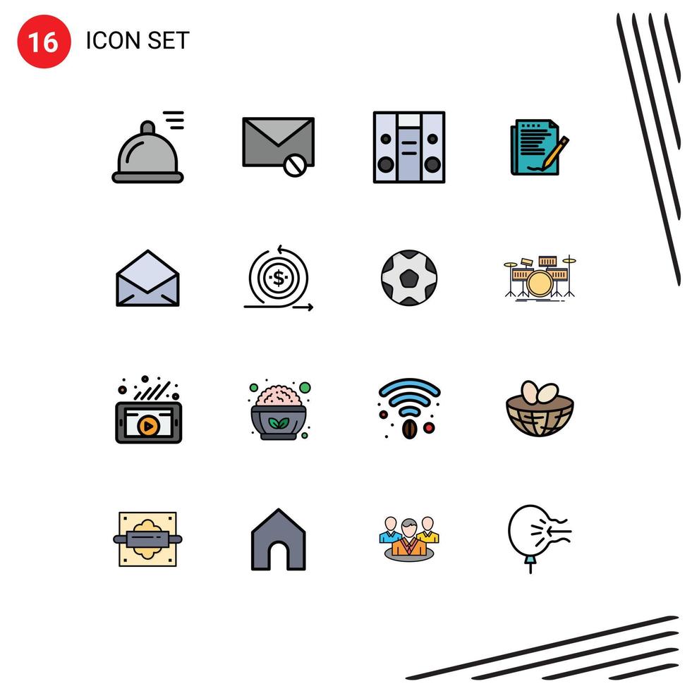 16 Creative Icons Modern Signs and Symbols of mail paper boom box layout report Editable Creative Vector Design Elements