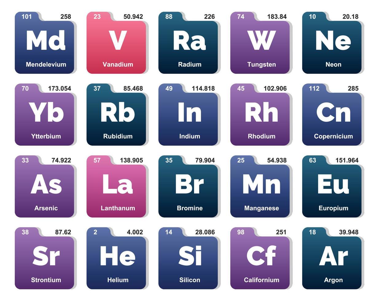 20 Preiodic table of the elements Icon Pack Design vector