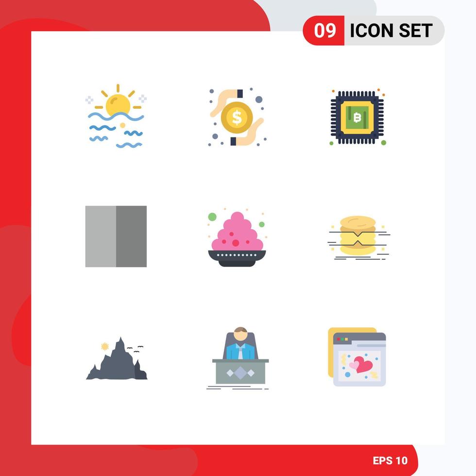 Flat Color Pack of 9 Universal Symbols of festival plate research colour grid Editable Vector Design Elements