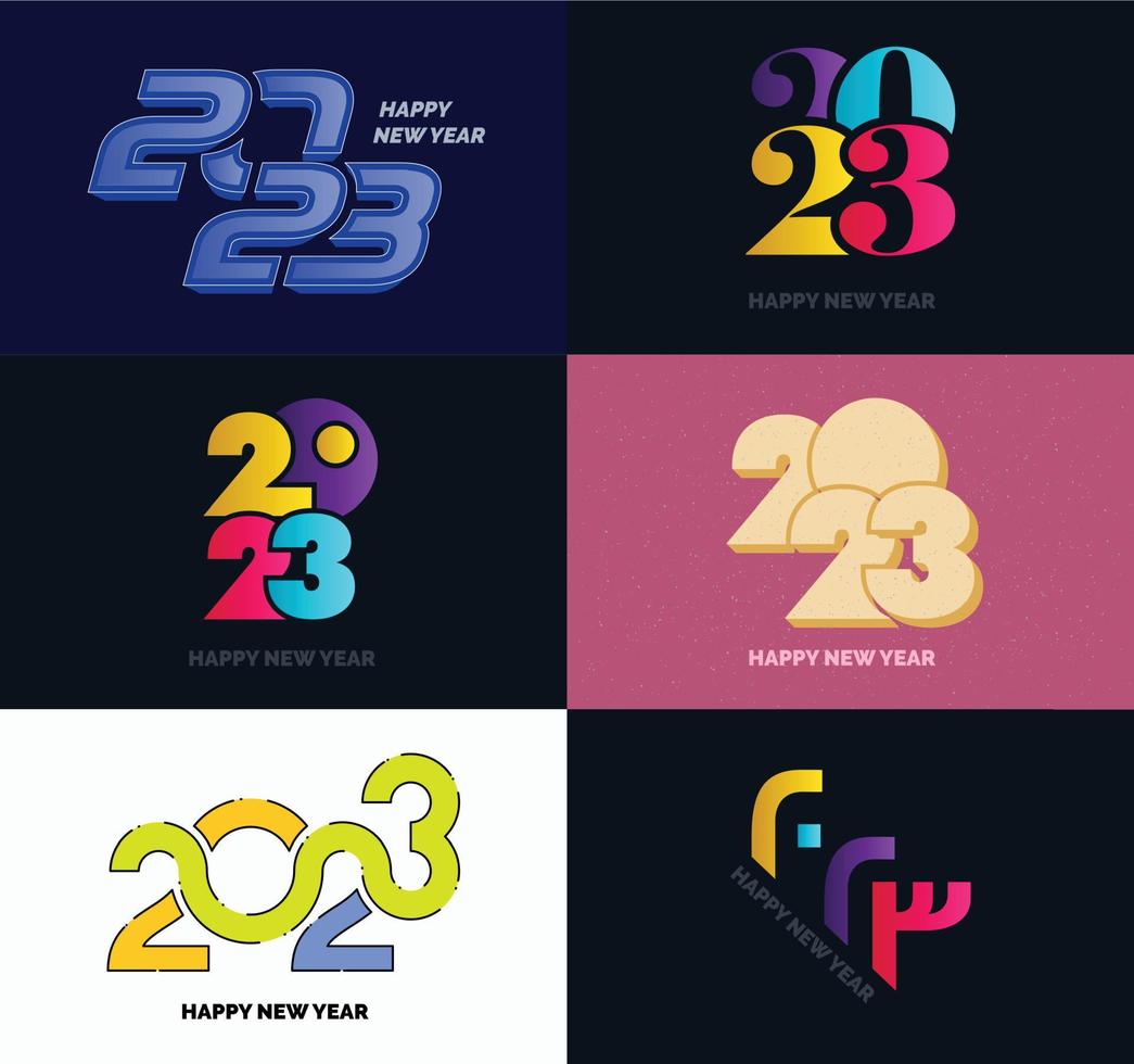 Big Set of 2023 Happy New Year logo text design 2023 number design template vector