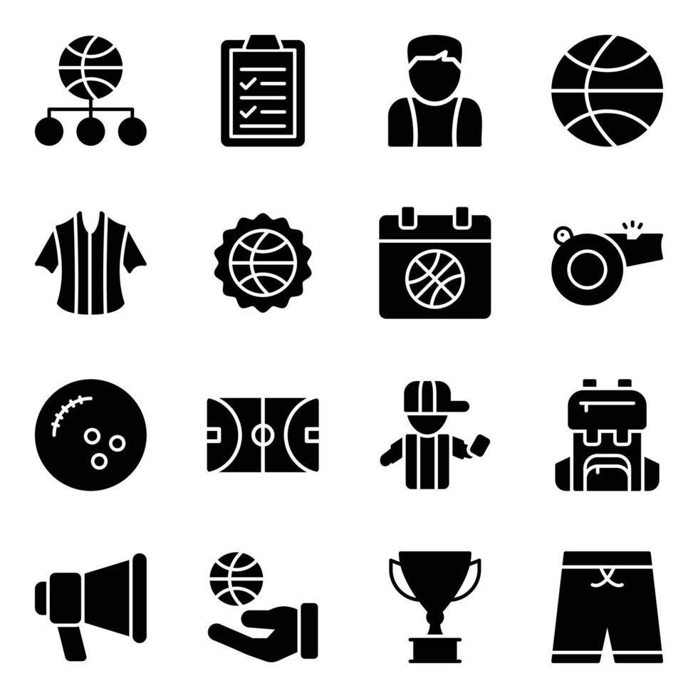 Pack of Basketball Glyph Vector Icons