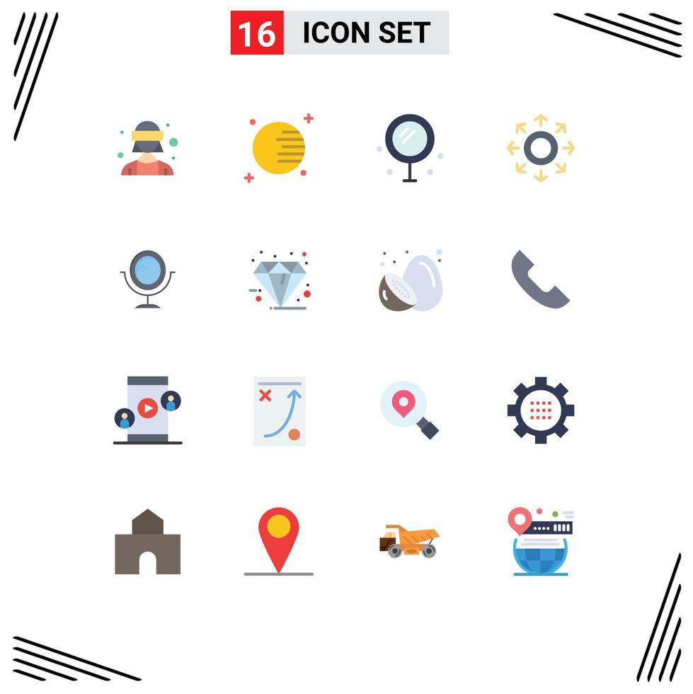 16 User Interface Flat Color Pack of modern Signs and Symbols of black mirror heart arrow data Editable Pack of Creative Vector Design Elements