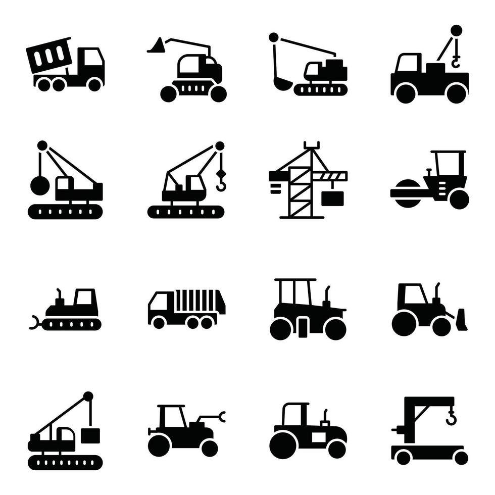 Crane and Lifting Machine Icons vector
