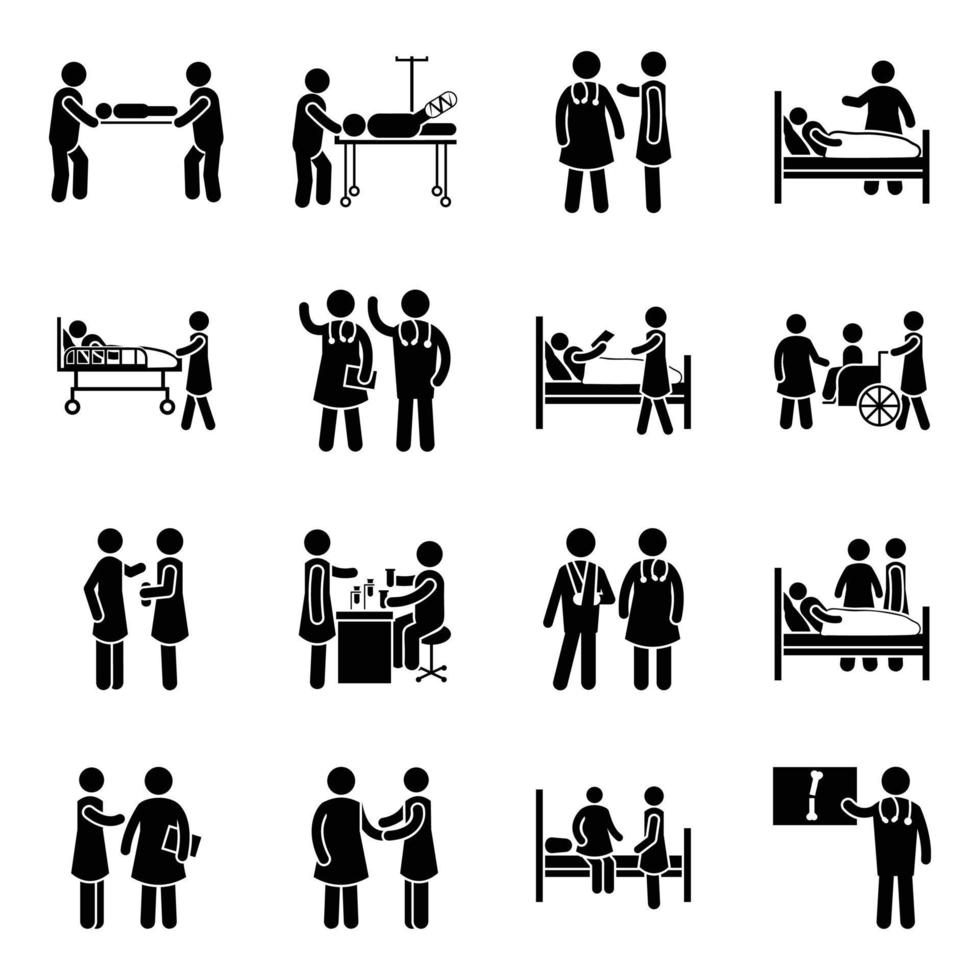 pack de iconos de situaciones médicas vector