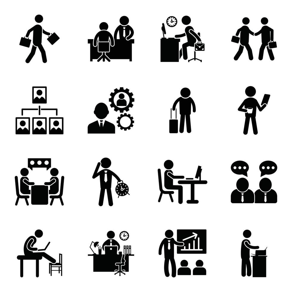 Office Management Glyph Vector Icons Set 16761878 Vector Art at Vecteezy