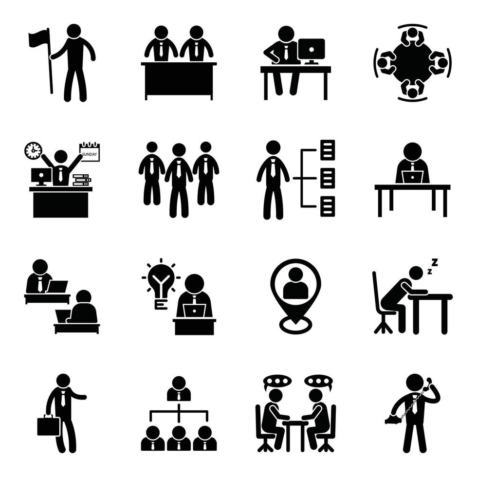 Management Glyph Vector Icons Set
