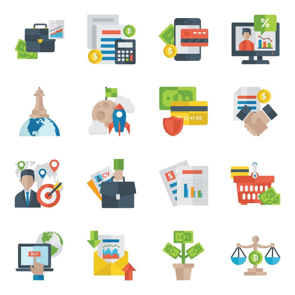 Pack of Business and Trade Flat Icons vector