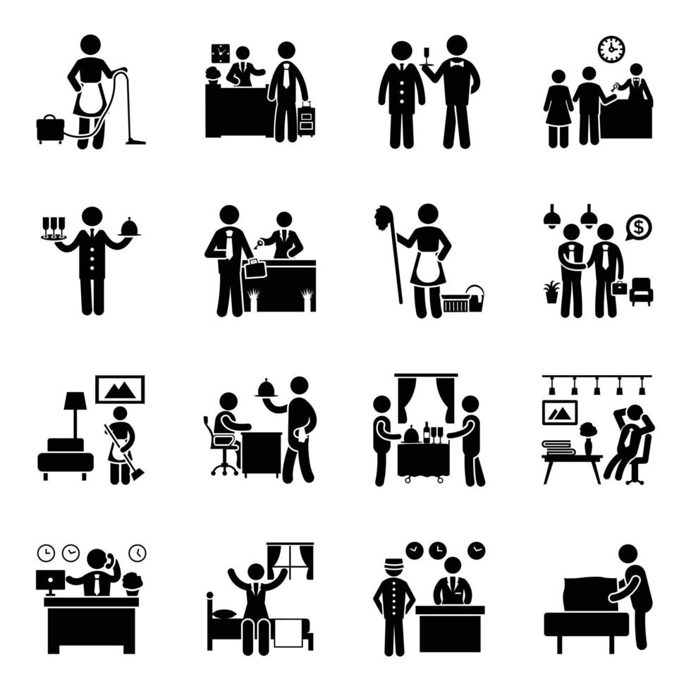 Pack of Travel and Hotel Solid Pictograms vector
