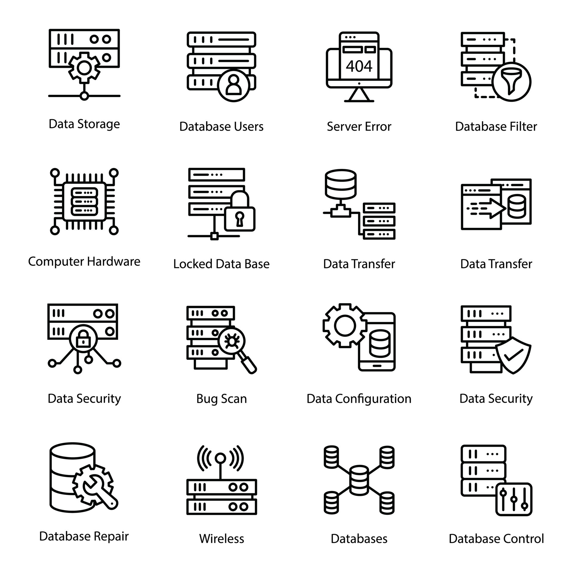Pack Of Database Hosting Vector Icons 16761988 Vector Art At Vecteezy