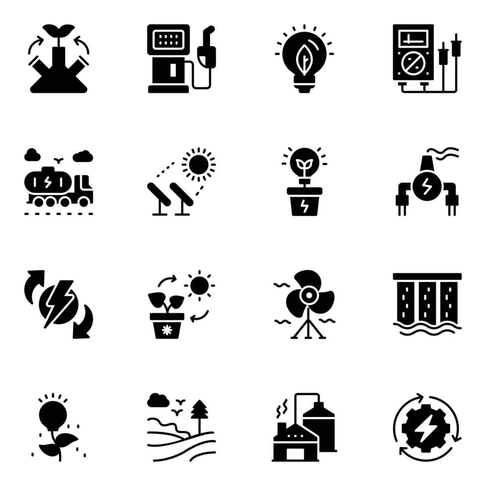 Pack of Natural Energy Icons vector