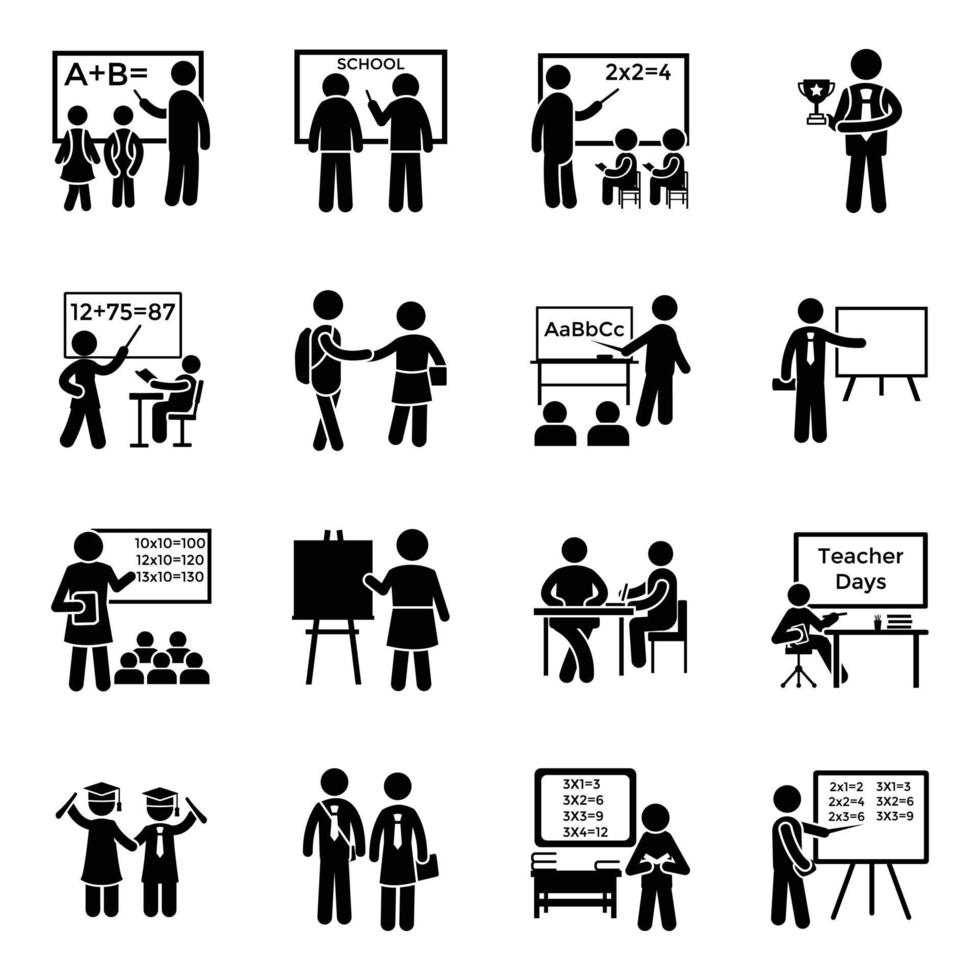 Pack of Education Glyph Icons vector