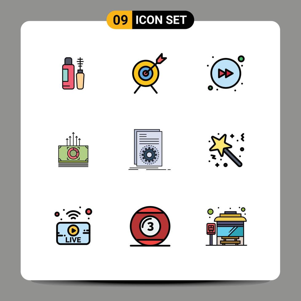 9 iconos creativos signos y símbolos modernos de ejecutar elementos de diseño de vector editables de código de reenvío ejecutable