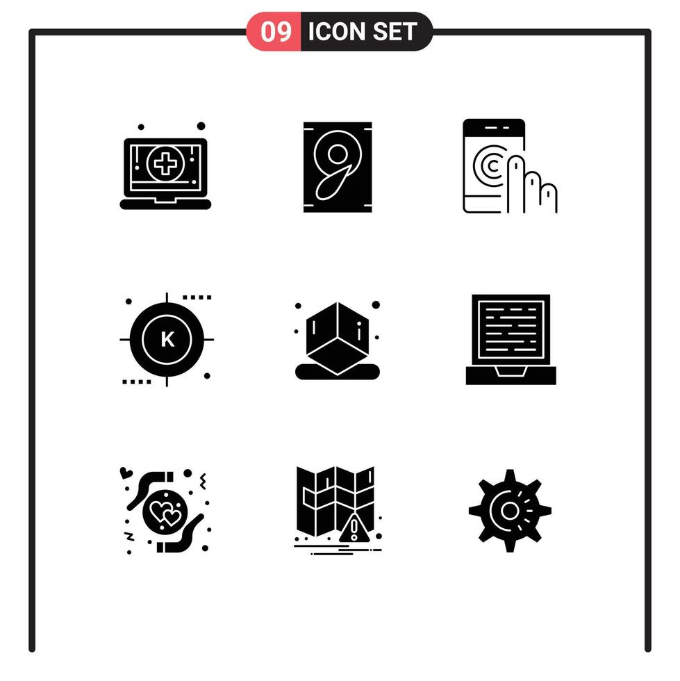 9 Creative Icons Modern Signs and Symbols of cube optimization contact media engine Editable Vector Design Elements