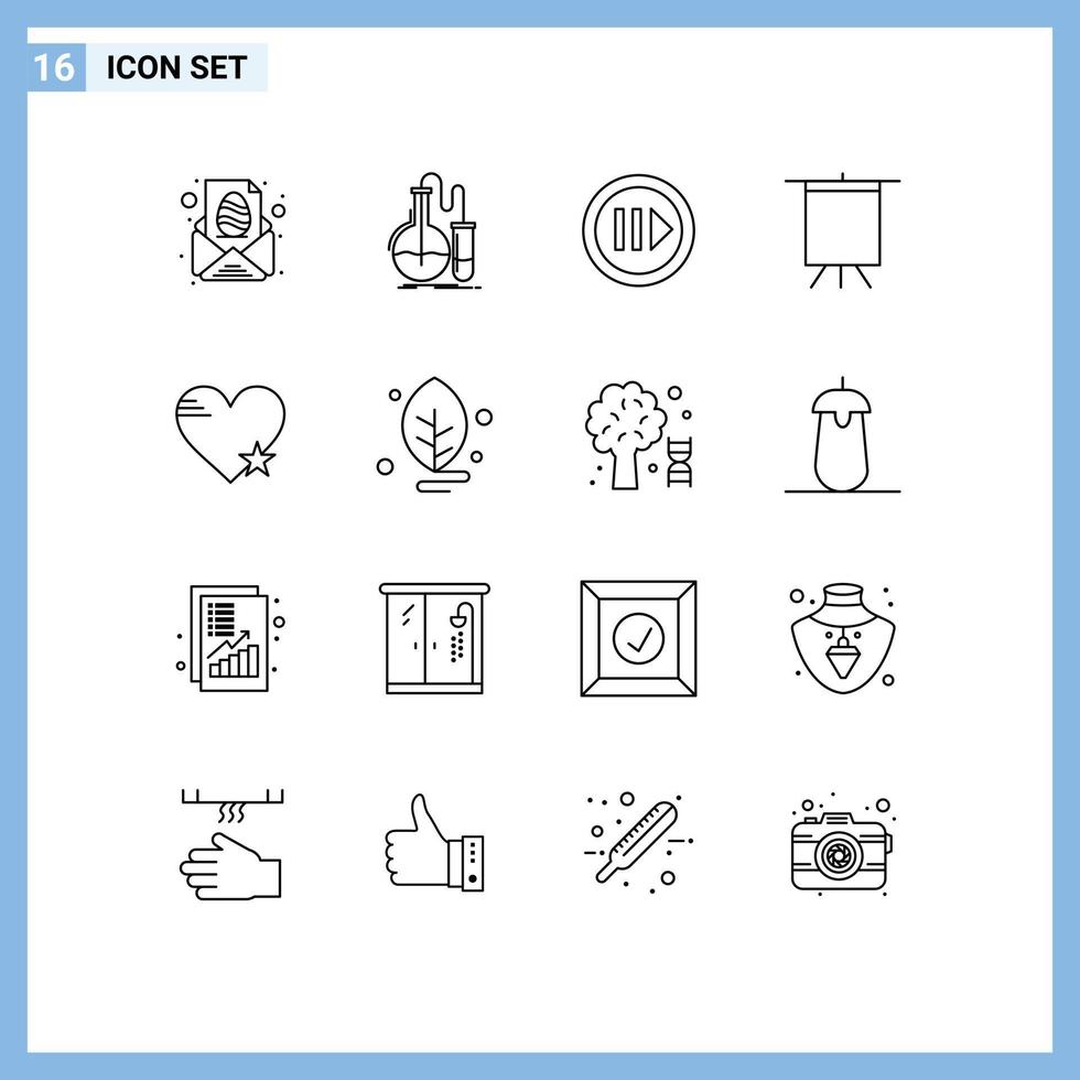 16 Universal Outline Signs Symbols of star board research art player Editable Vector Design Elements