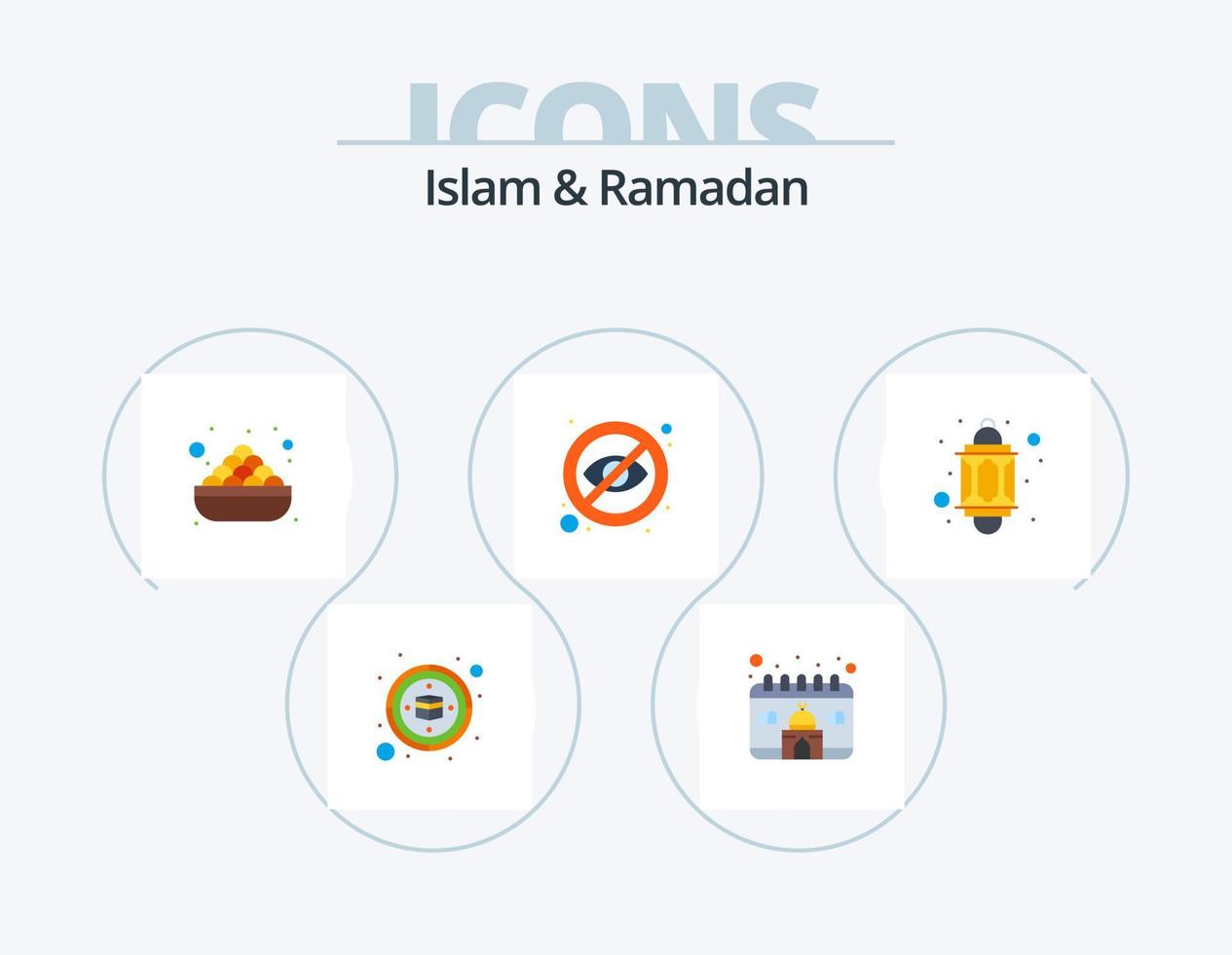 Islam And Ramadan Flat Icon Pack 5 Icon Design. islam. hide. food. eye. blind vector